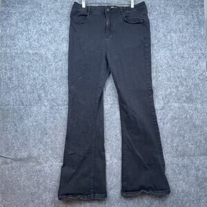 KDF Jeans Womens 18 Black Flare Bootcut Denim Pants Stretch